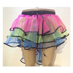 Layers Ruffles Ribbon Edge Tail Skirt, More Layer Rainbow Petticoat, Rainbow  Asymmetric Petticoat,  #HG9348