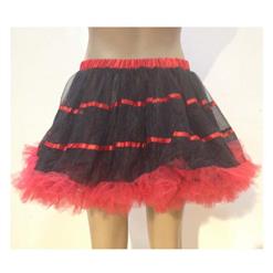 Ballet's Petticoat, Black Split Joint Red Organza Skirt,  Multi Layered Tulle Tutu Skirt, #HG9351