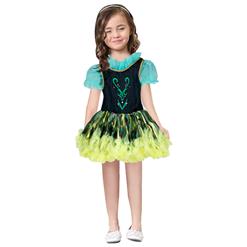 High Quality Green Mesh Lace Black Satin Short Sleeves Yellow Organza Princess Dress N9581