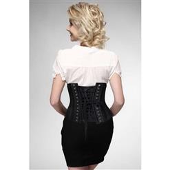 26 Steel Bones Comfortable Black Satin Busk Closure Underbust Corset N9621