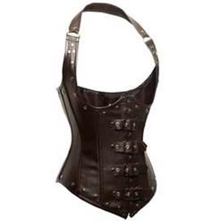 Fashion Brown Halter Steel Boned Punk Underbust Corset N9627