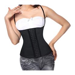 Fashion Black Latex Shoulder Strap Steel Boned Hook And Eye Closure Corset N9633