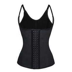 Fashion Black Latex Shoulder Strap Steel Boned Hook And Eye Closure Corset N9633