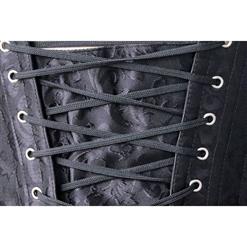 Elegant Black Satin Steel Bone Jacquard Weave Underbust Corset N9725