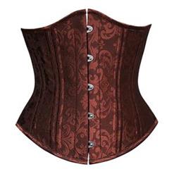 Elegant Red Satin Steel Bone Jacquard Weave Underbust Corset N9726