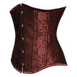 Elegant Red Satin Steel Bone Jacquard Weave Underbust Corset N9726