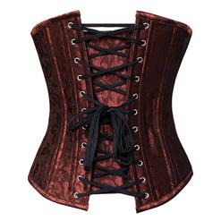 Elegant Red Satin Steel Bone Jacquard Weave Underbust Corset N9726