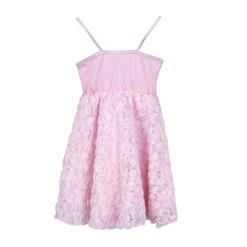 Pretty Pink Satin Sequins High Waist Flowers Princess Dress N9735