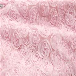 Pretty Pink Satin Sequins High Waist Flowers Princess Dress N9735