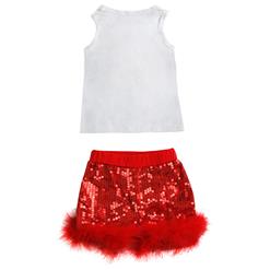 Twirl Red Sequins Tops and Plume Edging Shorts N9736