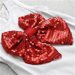 Twirl Red Sequins Tops and Plume Edging Shorts N9736