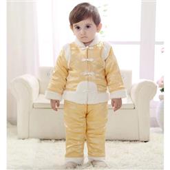 Classical Yellow Baby Outfit, Comfortable Brocade Baby Costume,Cheap Red Baby Tang Suit Costume,  #N9799