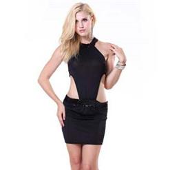 Sexy Black Cut Out Bodycon Dress N9882