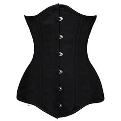 Cotton Double Boned Underbust Corset, Black 26 Steel Bones Corset, Hourglass Torso Shaper Corset, #N9893