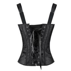 Steampunk Black Jacquard Steel Bone Corset Vest for Halloween N9956