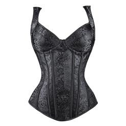 Steampunk Black Jacquard Steel Bone Corset Vest for Halloween N9956