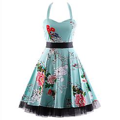 Retro Dresses for Women, Vintage Dresses for Women, Sexy Dresses for Women Cocktail Party, Casual Mini dress, Flower Print Swing Daily Dress, #N14857