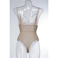 Sexy Flesh Deep V See-through Mesh Strappy Teddy Lingerie N14489