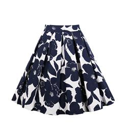 1950's Vintage Skater Skirt, Sexy Skater Skirt for Women, A Line Pleated Skirt, Floral Print Skirt, Retro Fashion Skirts, #N18041