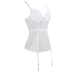 Sexy Charming White Spaghetti Strap Low-cut Elastic Mesh Bustier Corset N17911