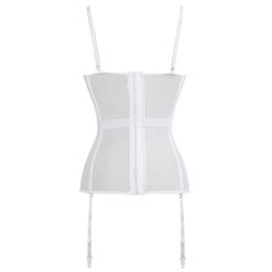 Sexy Charming White Spaghetti Strap Low-cut Elastic Mesh Bustier Corset N17911