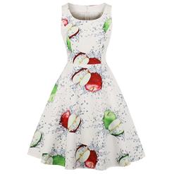 Retro Dresses for Women 1960, Vintage Dresses 1950's, Vintage Dress for Women White, Floral Print Sleeveless Pinup Dress, Cheap Party Vintage Dress White, #N17227