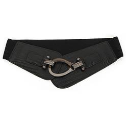 Women's Retro Punk Metal Interlock Buckle Elastic Wide Waist Belt N15378