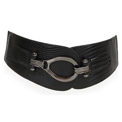 Women's Retro Punk Metal Interlock Buckle Elastic Wide Waist Belt N15378