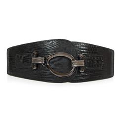 Women's Retro Punk Metal Interlock Buckle Elastic Wide Waist Belt N15378