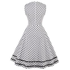 Women's Vintage Sleeveless Dot Print Plus Size Swing Dress N15505