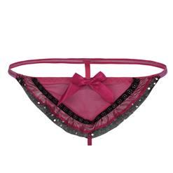 Amaranth mesh & lace thong PT0028