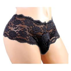 Men's Thongs, Cheap Black Lace Thong, Men's Lingerie Thong, Men's Black Sexy Lace Panties, Pouch Briefs Underwear for Men, #PT16288