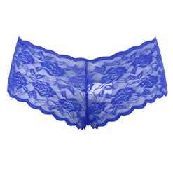 Men's Blue Sexy Floral Lace Panties Pouch Briefs Underwear PT16300