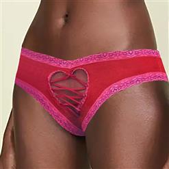 Charming Red High Waist Stretch Hollow Out Panty PT16435