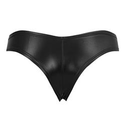 Sexy Black Faux Leather Night Club Panties PT16476