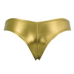 Sexy Gold Faux Leather Night Club Panties PT16478