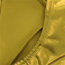 Sexy Gold Faux Leather Night Club Panties PT16478