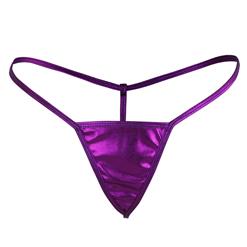 Sexy Purple Low Waist Faux Leather Thong Night Club T-back PT16581