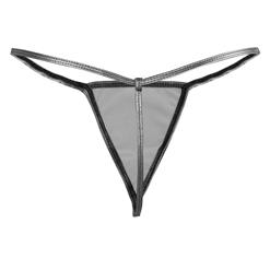 Sexy Silver Low Waist Faux Leather Thong Night Club T-back PT16585