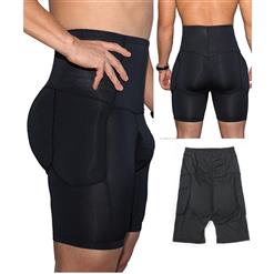 Men's Sexy Black High Waist Boxer Shorts Elastic Shapewear Underpants Cozy Male Undergarments PT18452