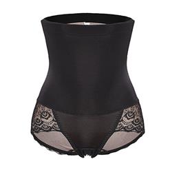 Sexy Black High Waist Elastic Slimming Seamless Panties Plus Size Bodyshaper Girdles PT18610