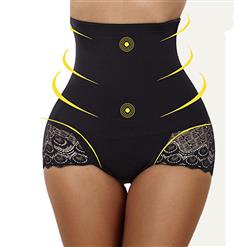 Sexy Black High Waist Elastic Slimming Seamless Panties Plus Size Bodyshaper Girdles PT18610