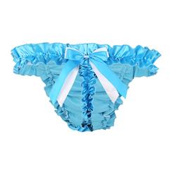 Sexy Ruffle Trim Flirty Elastic Low Waist G-string with Garter Underwear PT19320