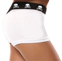 White Stretch Cotton Skull Bones Ladies Panties PT9644