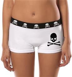 White Stretch Cotton Skull Bones Ladies Panties PT9644