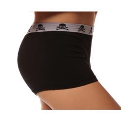 Black Stretch Cotton Skull Bones Ladies Panties PT9645