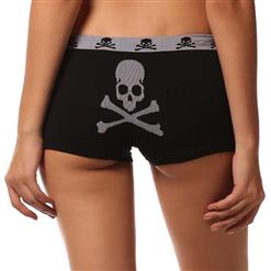 Black Stretch Cotton Skull Bones Ladies Panties PT9645