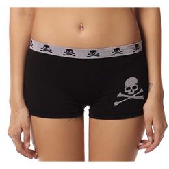 Black Stretch Cotton Skull Bones Ladies Panties PT9645