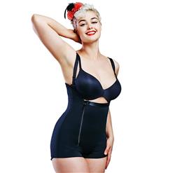 Sexy Black Underbust Front Zipper Slimming Plus Size Bodyshaper Girdles PT15934