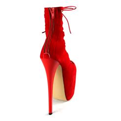 Exclusive Red Hollow Out Lace-up Super High Heel Boots SWB20285